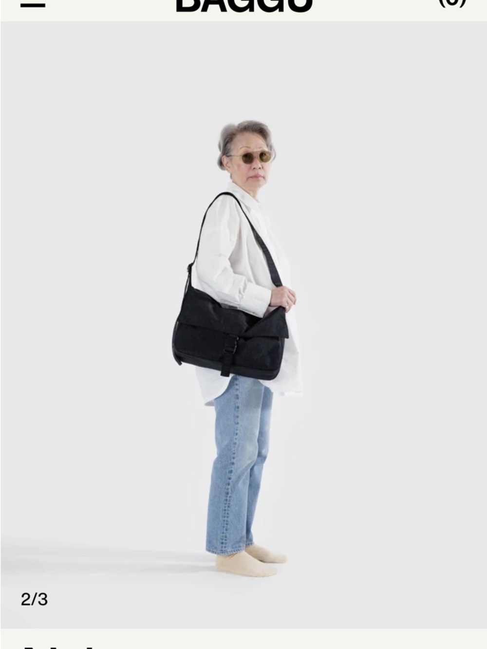 BAGGU Black Messenger Bag with Front Buckle - Picture 2 of 6